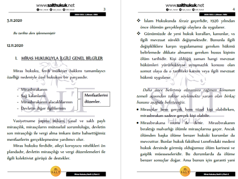 Miras Hukuku Amfi 1 1. Dönem Part-2 (2020-2021)-DEÜ-Konu Anlatım Kitapçığı