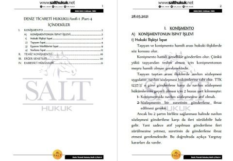 Deniz Ticaret Hukuku Amfi 1 2. Dönem Part-4 (2020-2021)-DEÜ-Konu Anlatım Kitapçığı