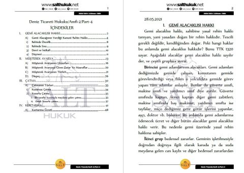 Deniz Ticaret Hukuku Amfi 2 2. Dönem Part-4 (2020-2021)-DEÜ-Konu Anlatım Kitapçığı