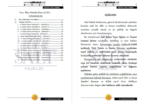 İcra ve İflas Hukuku 1. Dönem Part-5 (2020-2021)-AKHF-Konu Anlatım Kitapçığı