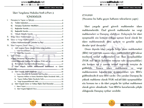 İdari Yargılama Hukuku Amfi 2 1. Dönem Part-3 (2020-2021)-DEÜ-Konu Anlatım Kitapçığı