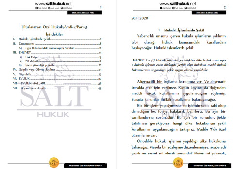 Milletler Özel Hukuku Amfi 2 1. Dönem Part-3 (2020-2021)-DEÜ-Konu Anlatım Kitapçığı