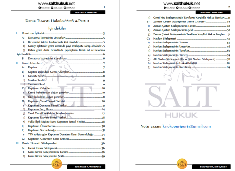 Deniz Ticaret Hukuku Amfi 2 1. Dönem Part-3 (2020-2021)-DEÜ-Konu Anlatım Kitapçığı