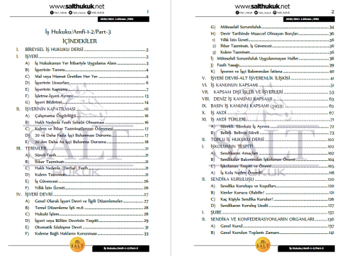 İş Hukuku Amfi 1-2 1. Dönem Part-3 (2020-2021)-DEÜ-Konu Anlatım Kitapçığı